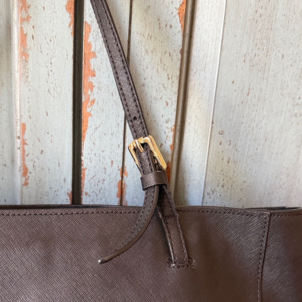 Tory Burch Black Leather Double-Handle Tote with Gold Hardware - Picture 7 of 13